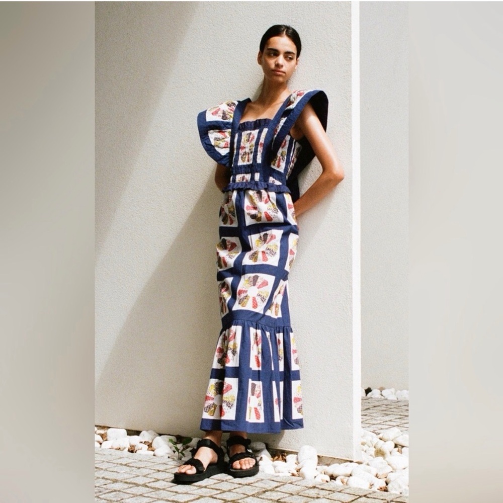 Sea New York Navy and Cream Floral Patchwork Maxi Dress - Picture 7 of 7